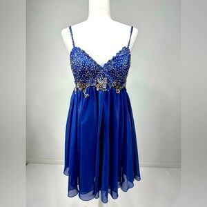 Aspeed embellished a line shimmer blue prom mini dress size L